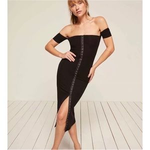 Reformation Whitney Ribbed Black Bodycon Dress XS